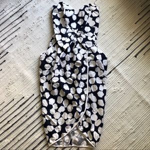 Blue and white strapless sundress